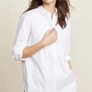 NWOT AYR Easy Half Placket Shirt In White cotton poplin